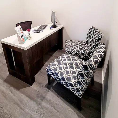 Reception area of an oral surgery practice built with The Evolutions Group